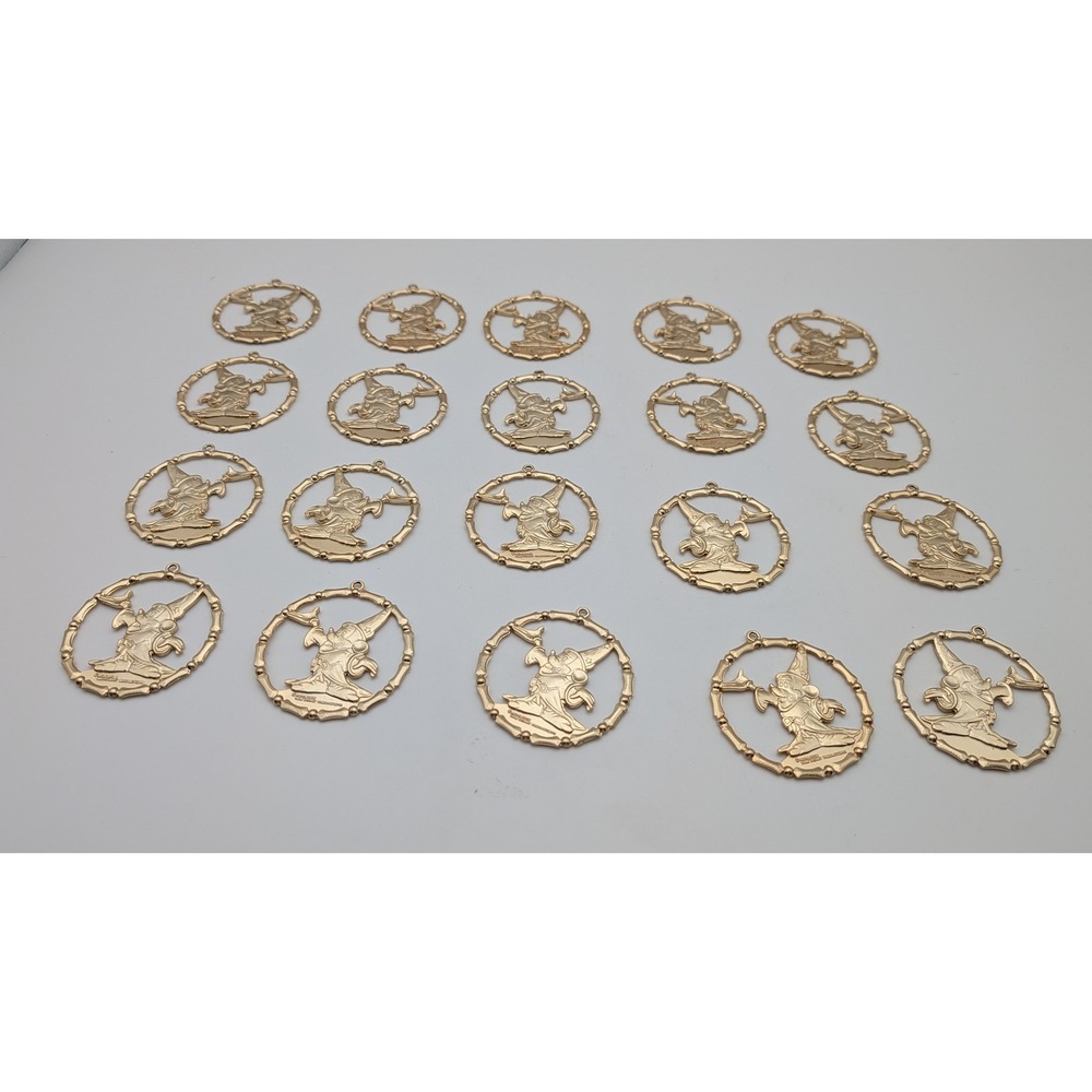 Disney Sorcerer Mickey Mouse Gold Tone Metal Ornaments Lot of 20 Fantasia Charms